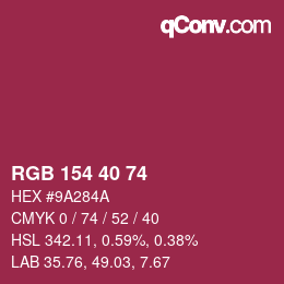 Color code: RGB 154 40 74 | qconv.com