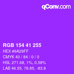Color code: RGB 154 41 255 | qconv.com