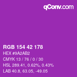 Color code: RGB 154 42 178 | qconv.com