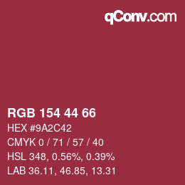 Farbcode: RGB 154 44 66 | qconv.com