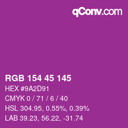 Color code: RGB 154 45 145 | qconv.com