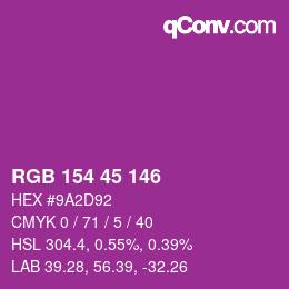 Color code: RGB 154 45 146 | qconv.com