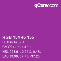 カラーコード: RGB 154 46 156 | qconv.com