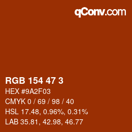 Color code: RGB 154 47 3 | qconv.com