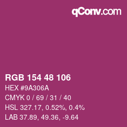 カラーコード: RGB 154 48 106 | qconv.com