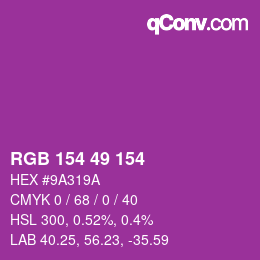 Color code: RGB 154 49 154 | qconv.com