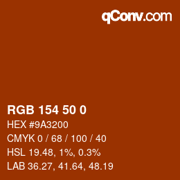 Color code: RGB 154 50 0 | qconv.com