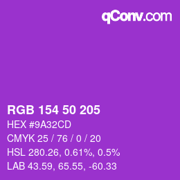 カラーコード: RGB 154 50 205 | qconv.com