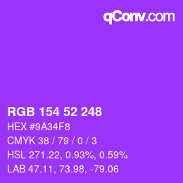 Color code: RGB 154 52 248 | qconv.com