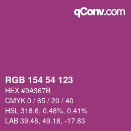 カラーコード: RGB 154 54 123 | qconv.com