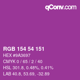Color code: RGB 154 54 151 | qconv.com