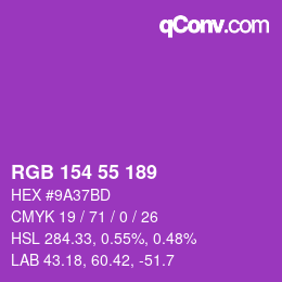 カラーコード: RGB 154 55 189 | qconv.com