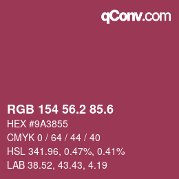 カラーコード: RGB 154 56.2 85.6 | qconv.com