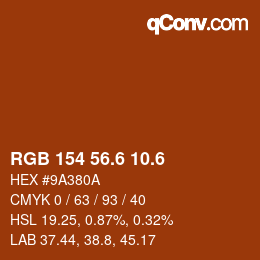 カラーコード: RGB 154 56.6 10.6 | qconv.com