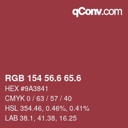 カラーコード: RGB 154 56.6 65.6 | qconv.com