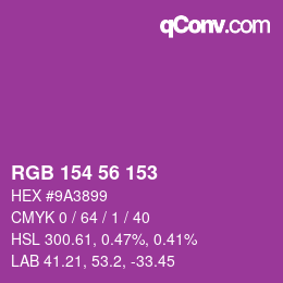 颜色代码: RGB 154 56 153 | qconv.com