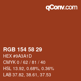 Color code: RGB 154 58 29 | qconv.com