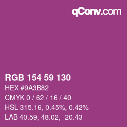 Color code: RGB 154 59 130 | qconv.com