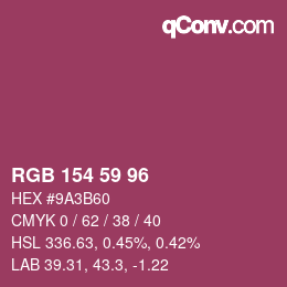 颜色代码: RGB 154 59 96 | qconv.com