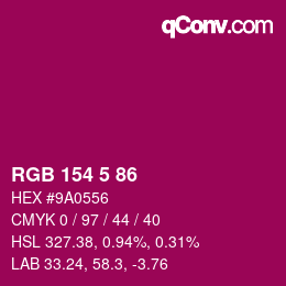 颜色代码: RGB 154 5 86 | qconv.com