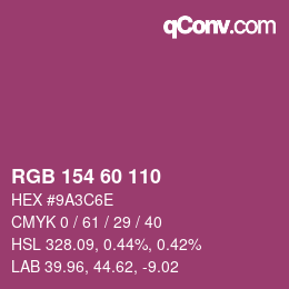 颜色代码: RGB 154 60 110 | qconv.com