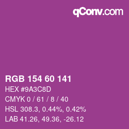 カラーコード: RGB 154 60 141 | qconv.com