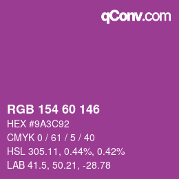 カラーコード: RGB 154 60 146 | qconv.com