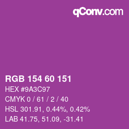 Color code: RGB 154 60 151 | qconv.com