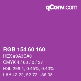 カラーコード: RGB 154 60 160 | qconv.com