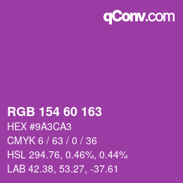 カラーコード: RGB 154 60 163 | qconv.com