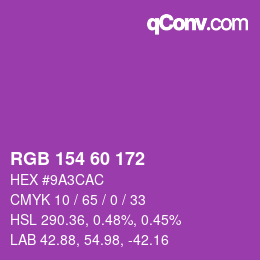 カラーコード: RGB 154 60 172 | qconv.com