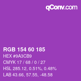 颜色代码: RGB 154 60 185 | qconv.com