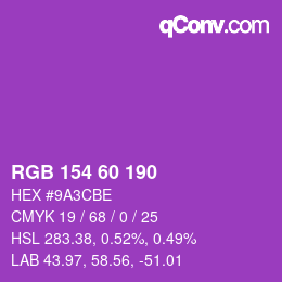 颜色代码: RGB 154 60 190 | qconv.com