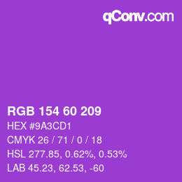 カラーコード: RGB 154 60 209 | qconv.com