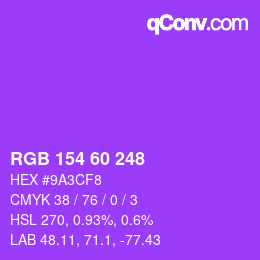 颜色代码: RGB 154 60 248 | qconv.com