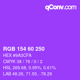 カラーコード: RGB 154 60 250 | qconv.com