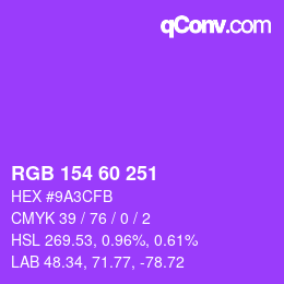 カラーコード: RGB 154 60 251 | qconv.com