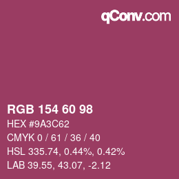 カラーコード: RGB 154 60 98 | qconv.com