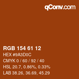 Color code: RGB 154 61 12 | qconv.com