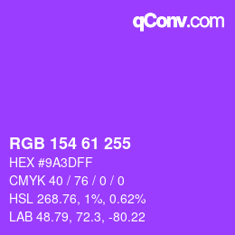 Color code: RGB 154 61 255 | qconv.com