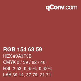 カラーコード: RGB 154 63 59 | qconv.com