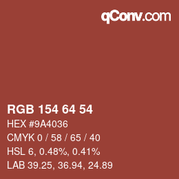 Color code: RGB 154 64 54 | qconv.com