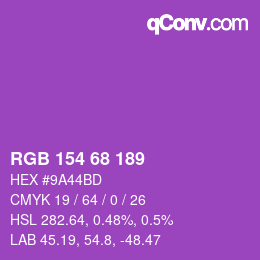 カラーコード: RGB 154 68 189 | qconv.com