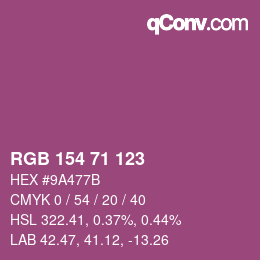 Color code: RGB 154 71 123 | qconv.com