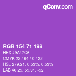 Color code: RGB 154 71 198 | qconv.com