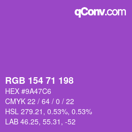 Color code: RGB 154 71 198 | qconv.com