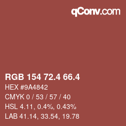 カラーコード: RGB 154 72.4 66.4 | qconv.com
