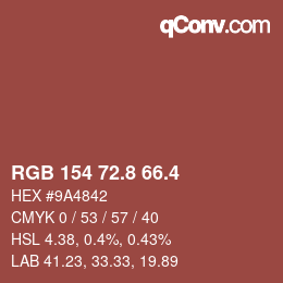 カラーコード: RGB 154 72.8 66.4 | qconv.com
