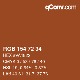 Color code: RGB 154 72 34 | qconv.com
