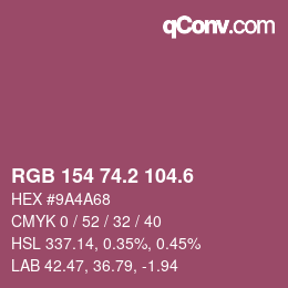 カラーコード: RGB 154 74.2 104.6 | qconv.com